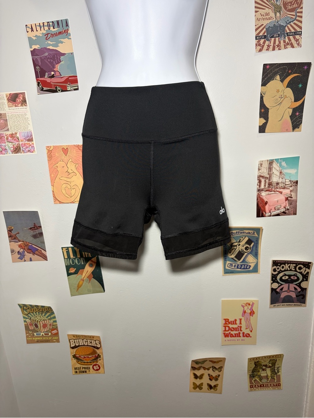 ALO Yoga Black High-Rise Bike Shorts with Logo
